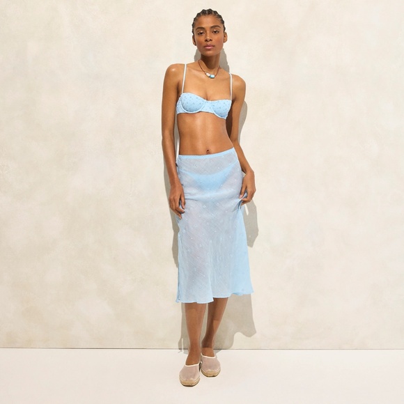 New J.CREW Size XXL Eyelet Slip Skirt in Ramie in Calm Blue $118 CJ815 - Picture 1 of 7